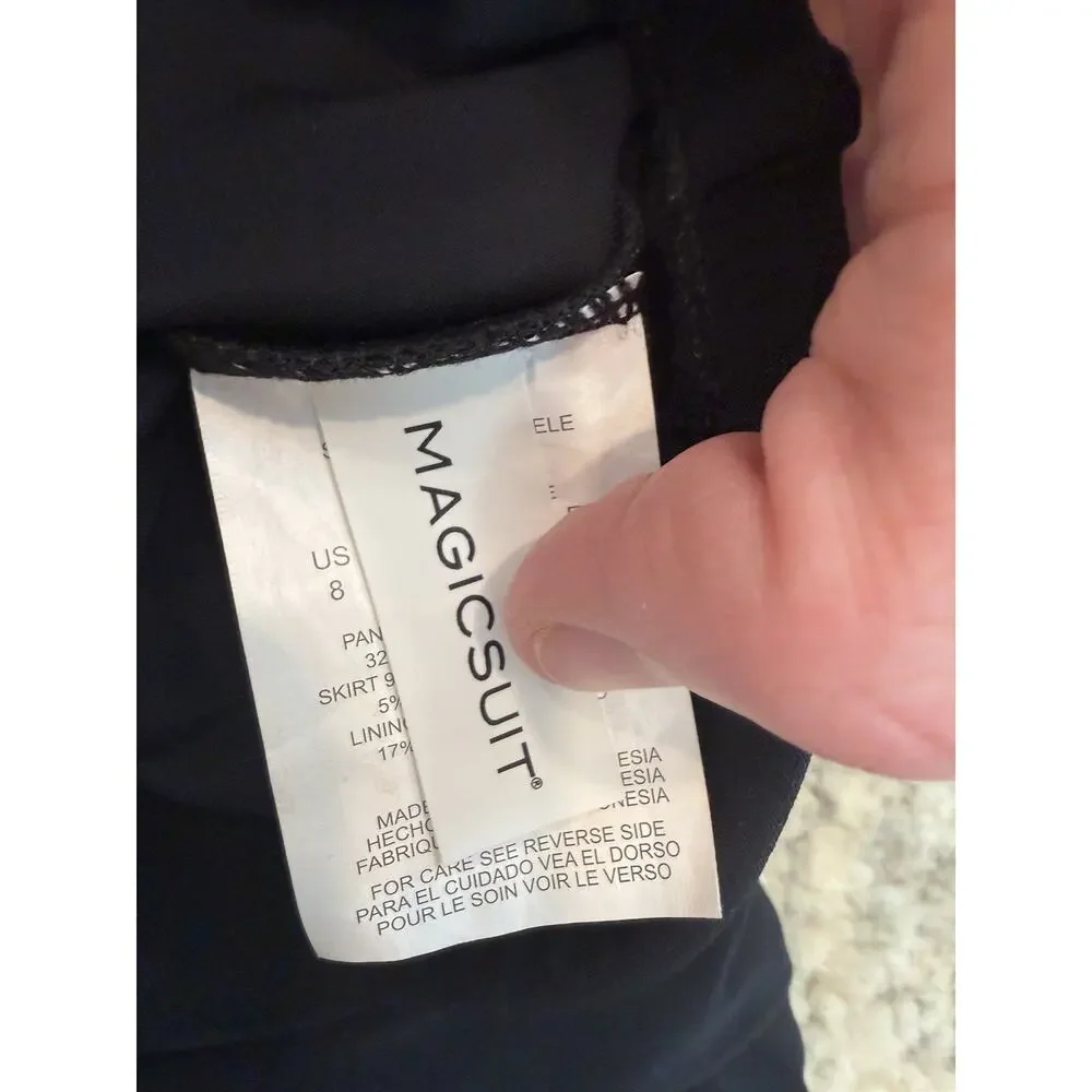 Miraclesuit Magicsuit Shirred Skirted Swimsuit Bottom Black Women's Sz 8 NEW $82